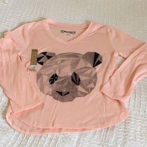 NWT girls size 6 long sleeve shirt with panda face